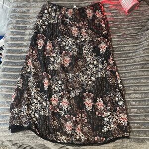 Floral Black and Red Women's Skirt